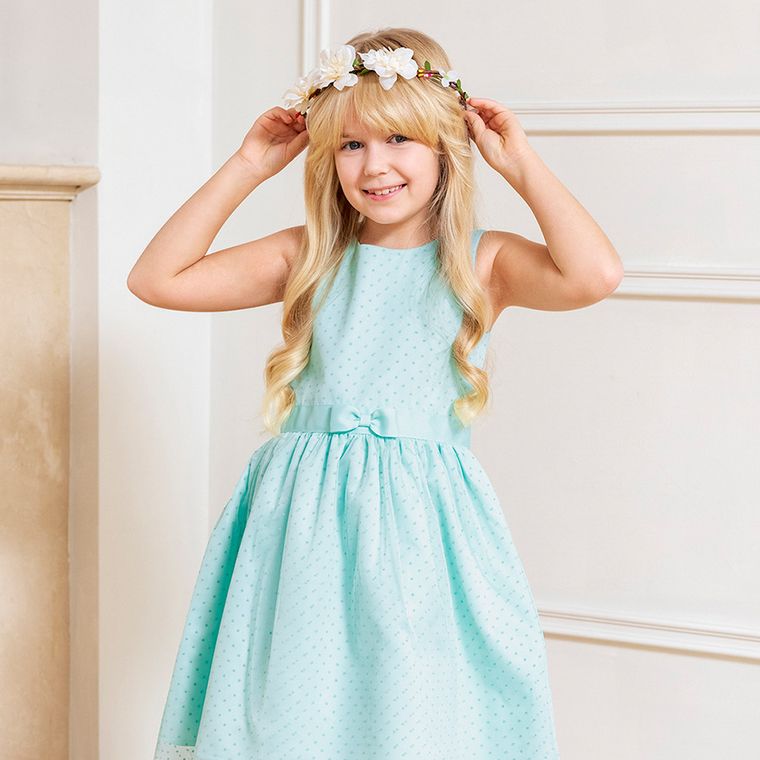 Cool Club, Sukienka dziewczęca bez rękawów, turkusowa, kropki