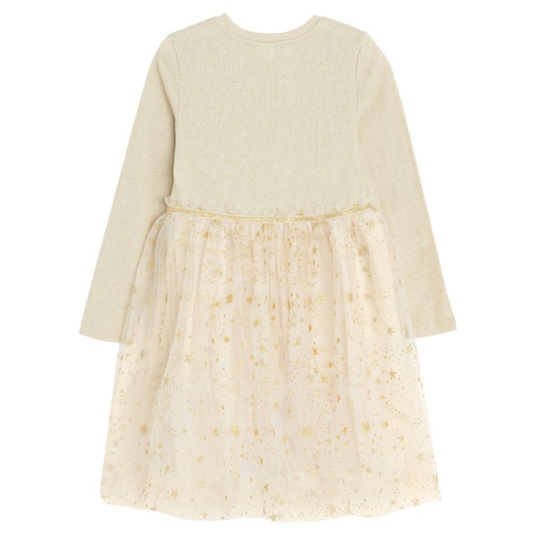 Cool Club, Sukienka dziewczęca z długim rękawem, złota