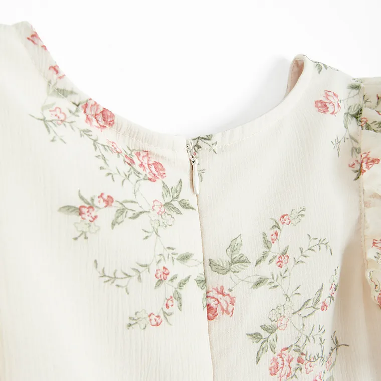 Cool Club, Sukienka dziewczęca z krótkim rękawem, beżowa