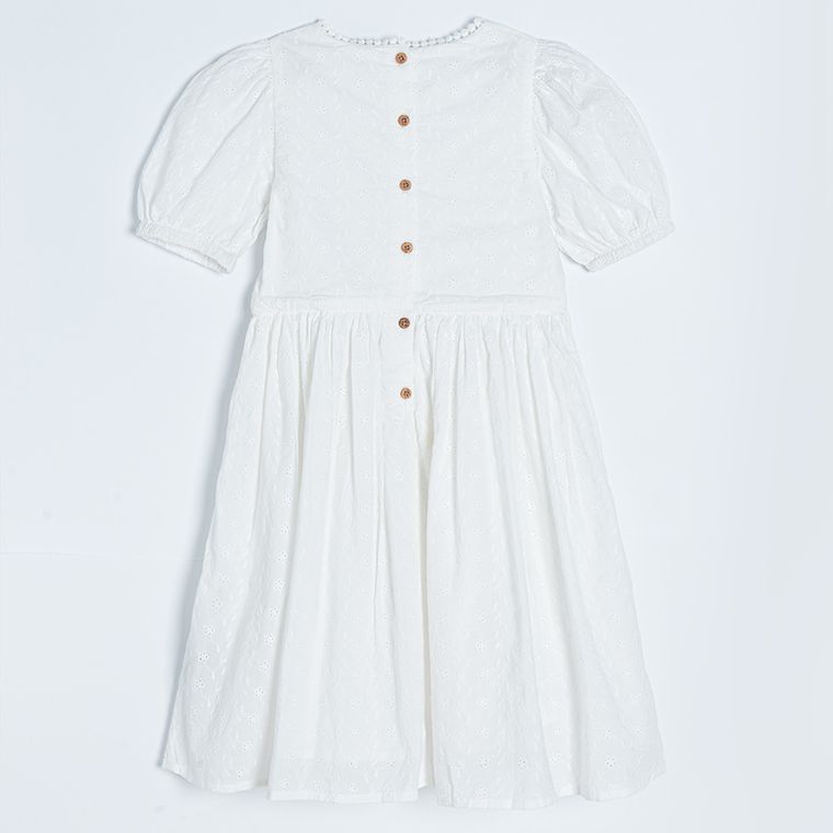 Cool Club, Sukienka dziewczęca z krótkim rękawem, biała