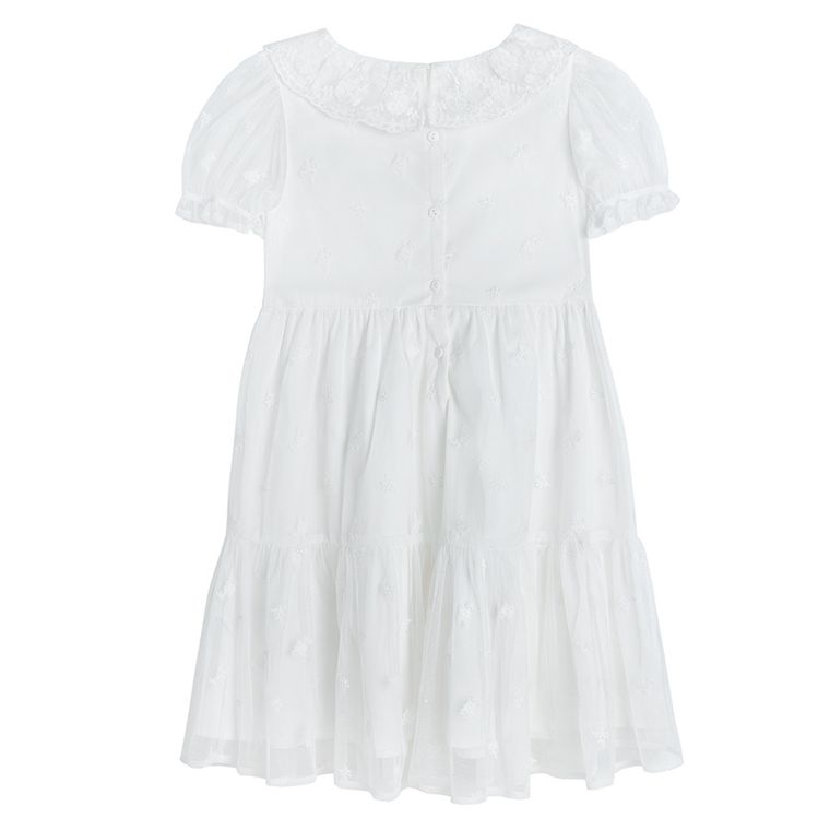 Cool Club, Sukienka dziewczęca z krótkim rękawem, biała