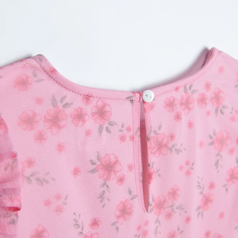Cool Club, Sukienka dziewczęca z krótkim rękawem, różowa