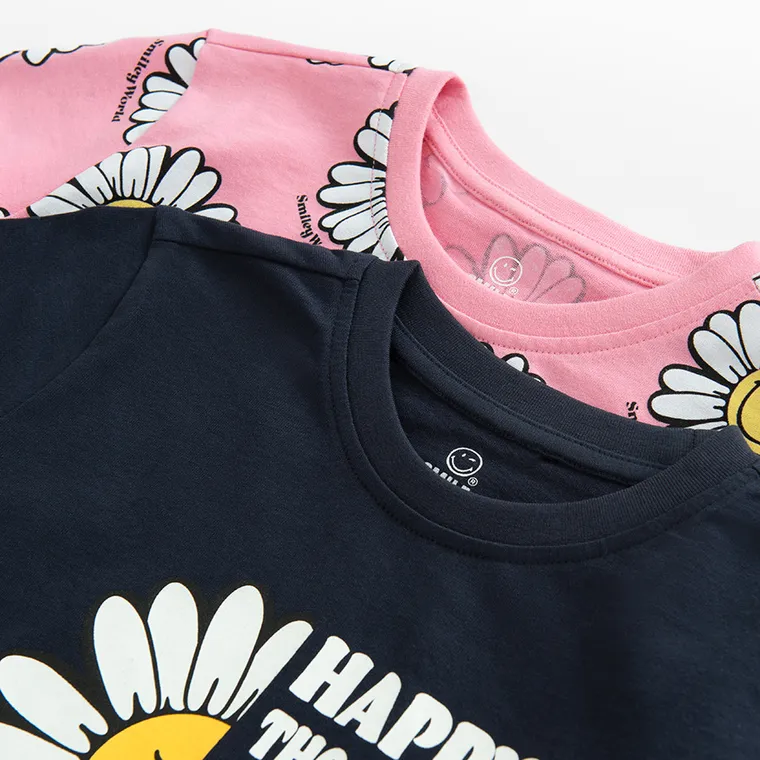 Cool Club, T-shirt dziewczęcy, mix, SmileyWorld, zestaw, 2 szt.