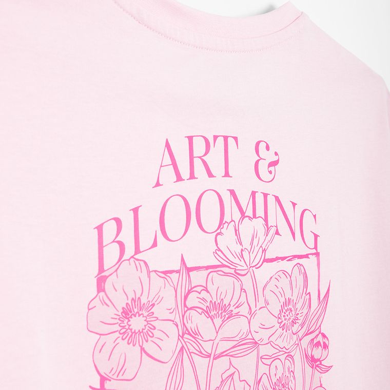 Cool Club, T-shirt dziewczęcy, oversize, różowy