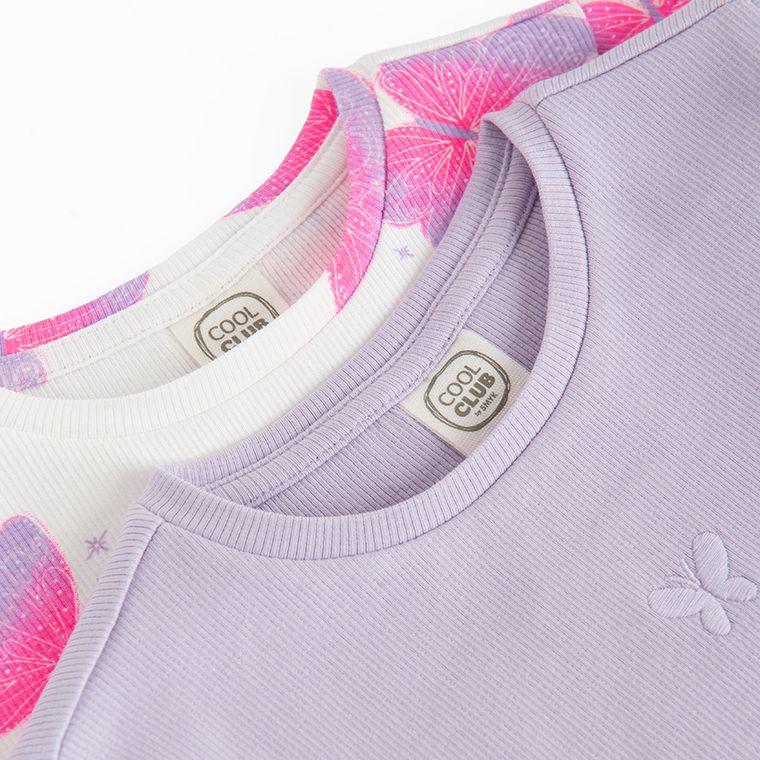 Cool Club, T-shirt dziewczęcy, prążkowany, mix, zestaw, 2 szt.