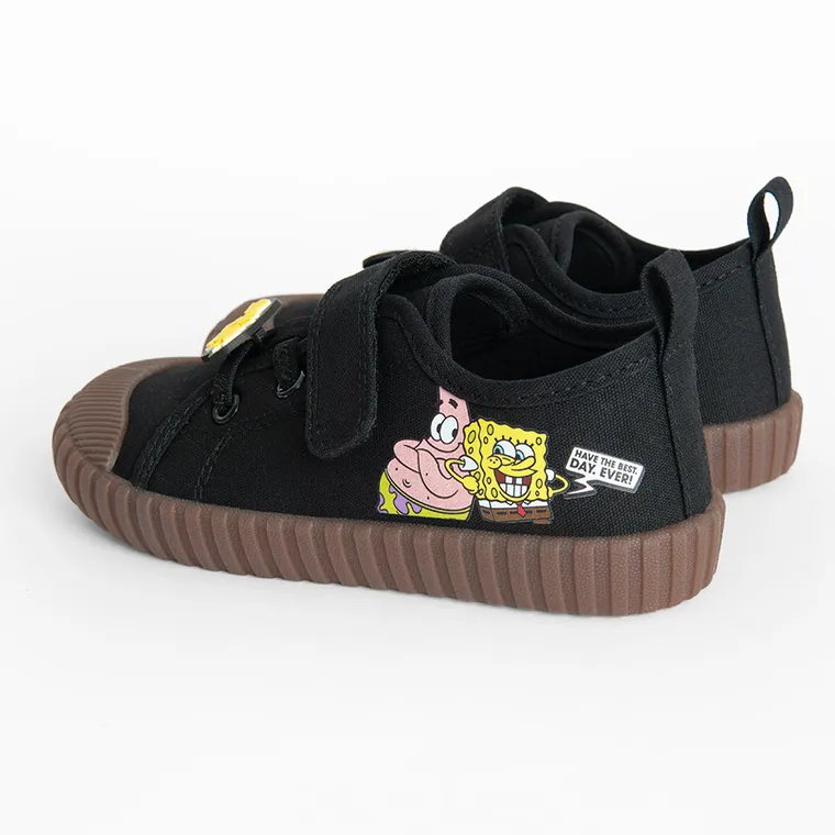 Cool Club, Trampki chłopięce, czarne, Zdrowa Stopa, podeszwa Barefoot, SpongeBob