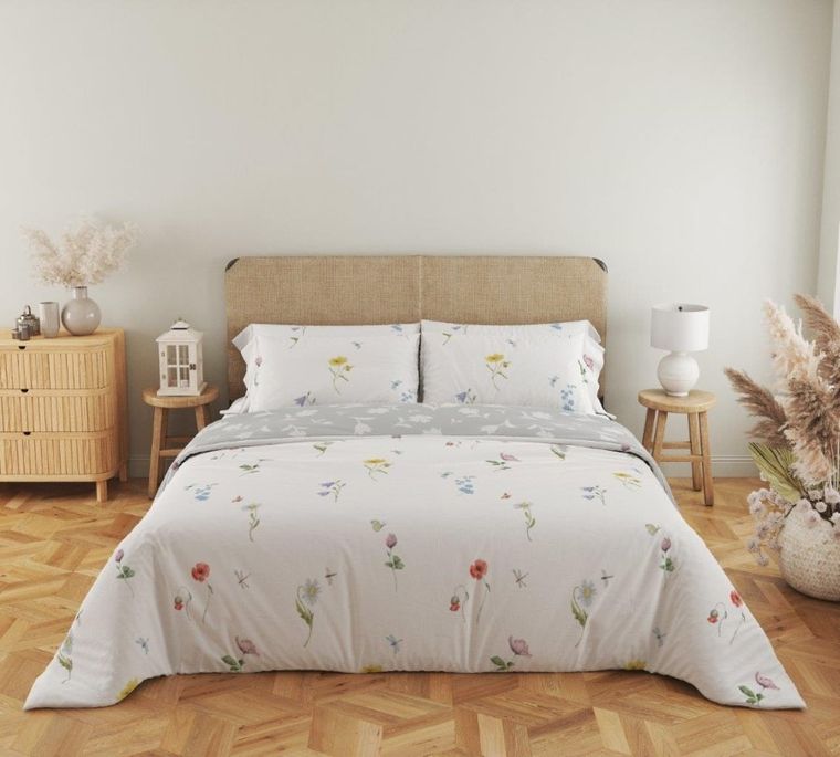 Cottage Home, Maki i rumianek, 2-częściowy komplet pościeli bawełnianej, 140-200 cm