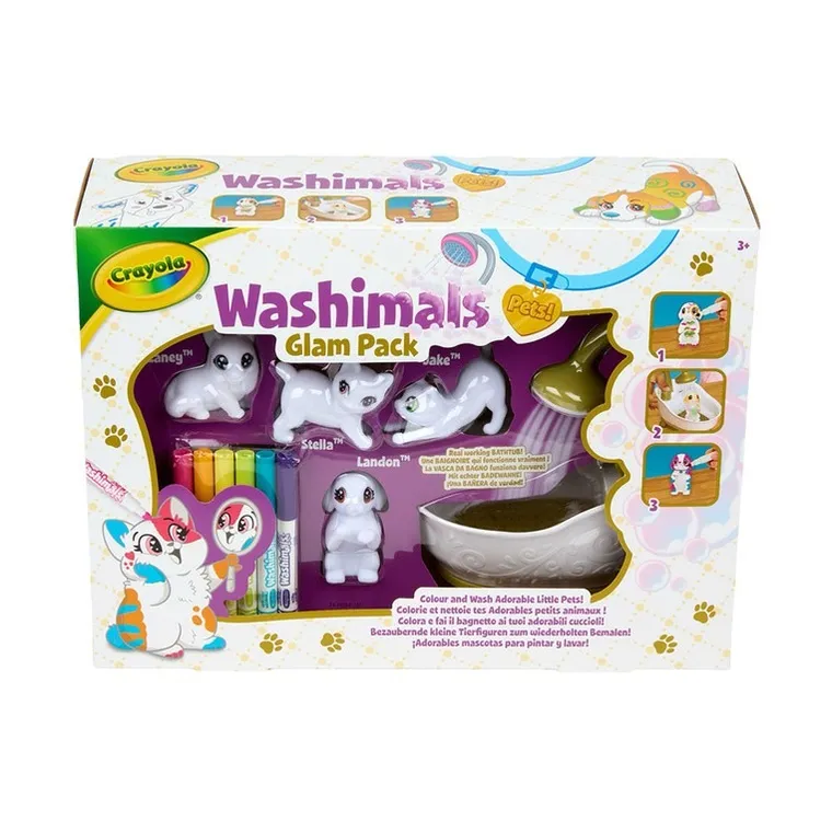 Crayola, Washimals, Kotki Glam, figurki do kolorowania zmywalnymi flamastrami, 4 szt.