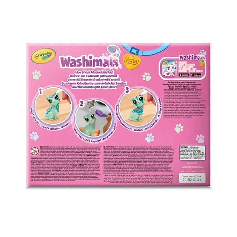 Crayola, Washimals, Pastel Pets, figurki do kolorowania zmywalnymi flamastrami, 3 szt.