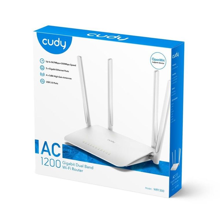 Cudy, router Wr1300 Lan Gigabit Ac1200 Dual Band Wifi Mesh