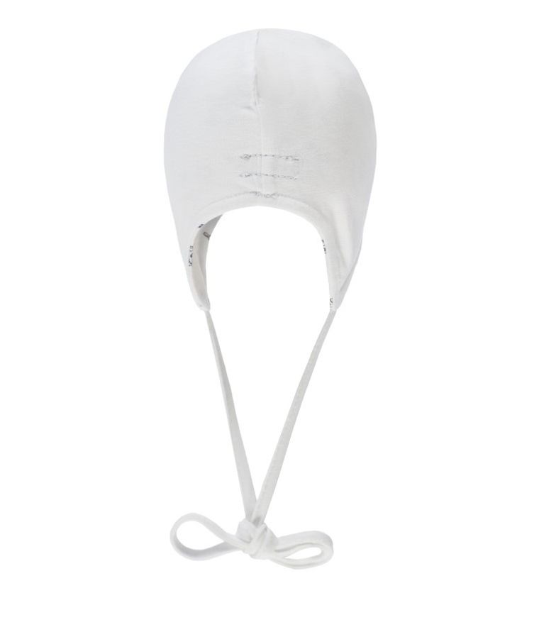 Czapka chłopięca, wiązana, dwustronna, biała, Döll