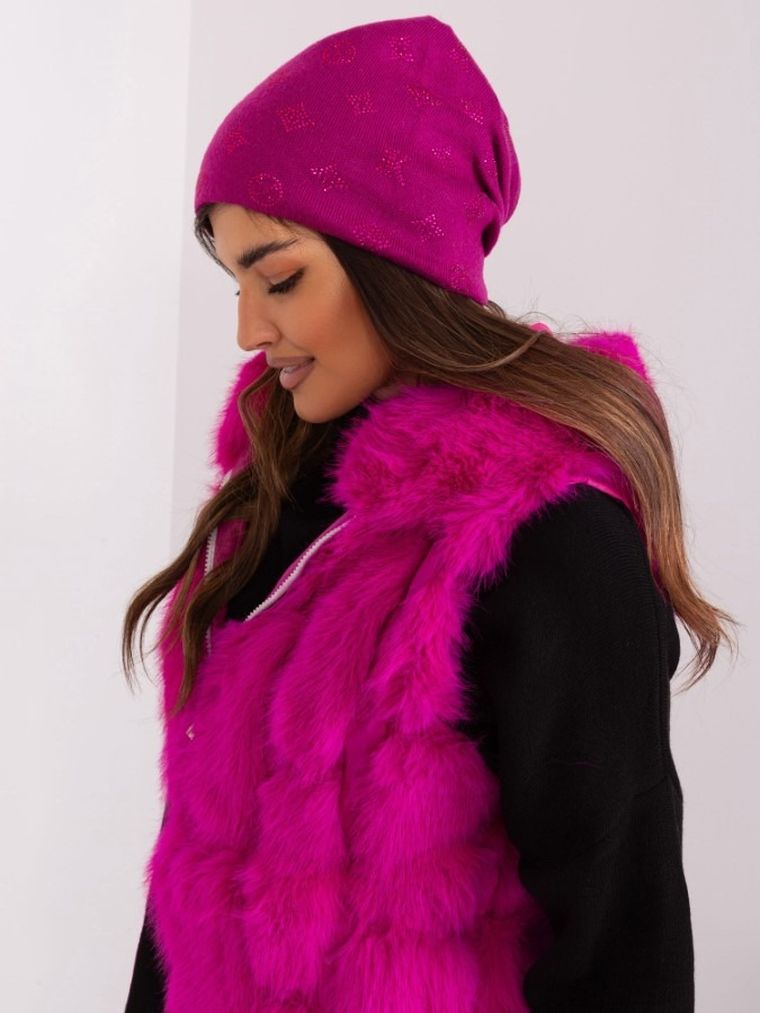 Czapka damska, różowa, Italy Moda