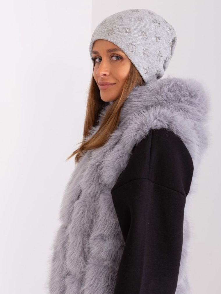 Czapka damska, szara, Italy Moda