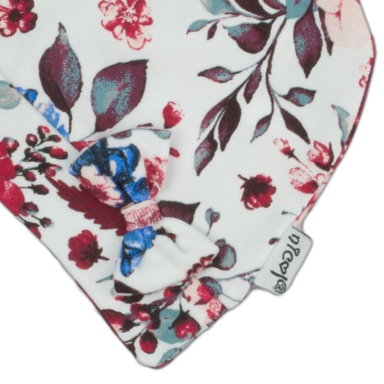 Czapka dziewczęca, biała, kwiaty, Nicol