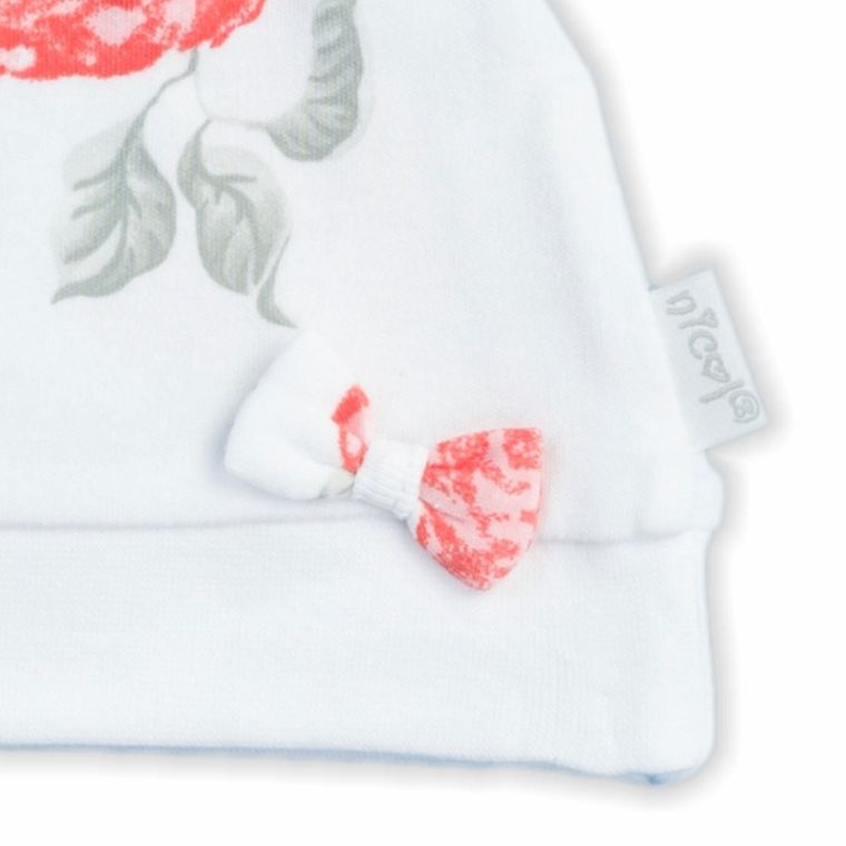 Czapka dziewczęca, biała, róże, Nicol