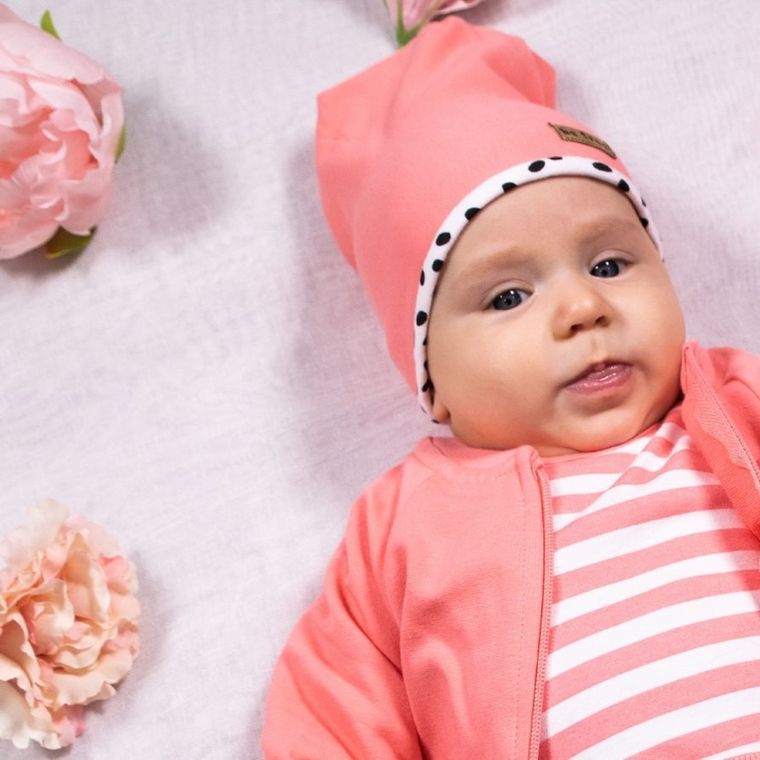 Czapka dziewczęca, koralowa, Nicol