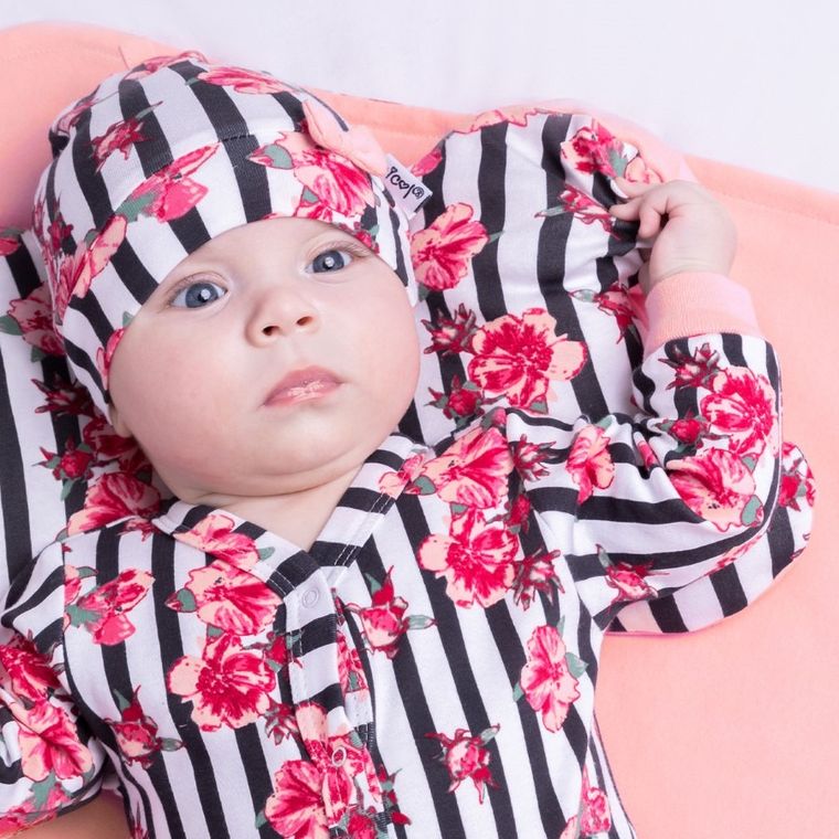 Czapka dziewczęca, mix, kwiatki, Nicol