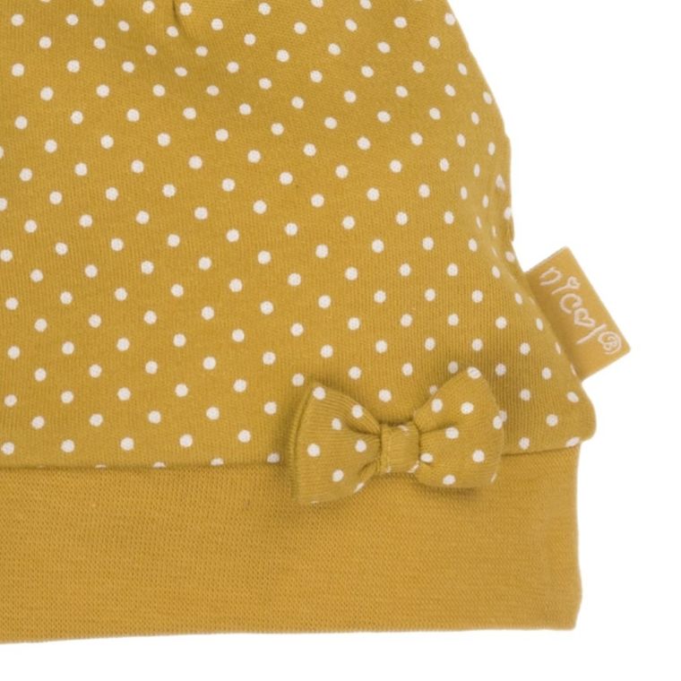 Czapka dziewczęca, żółta, kropeczki, Nicol