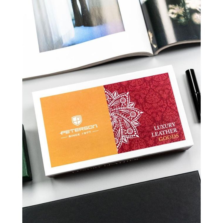 Czarny, skórzany portfel damski na zatrzask - Peterson