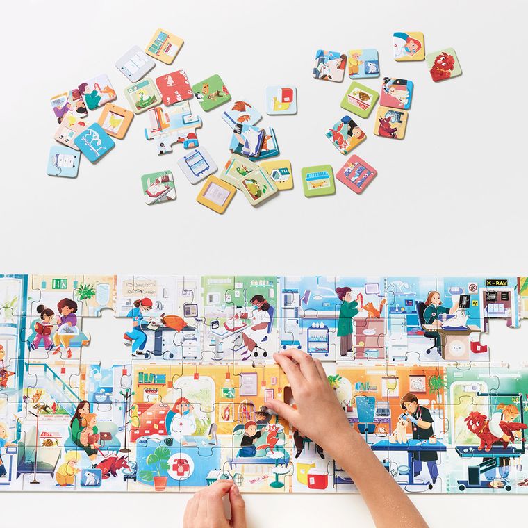 CzuCzu, Co robi weterynarz, puzzle, 60 elementów, plakat edukacyjny