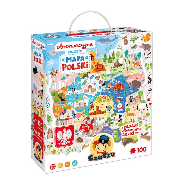CzuCzu, Mapa Polski, puzzle, 100 elementów + plakat
