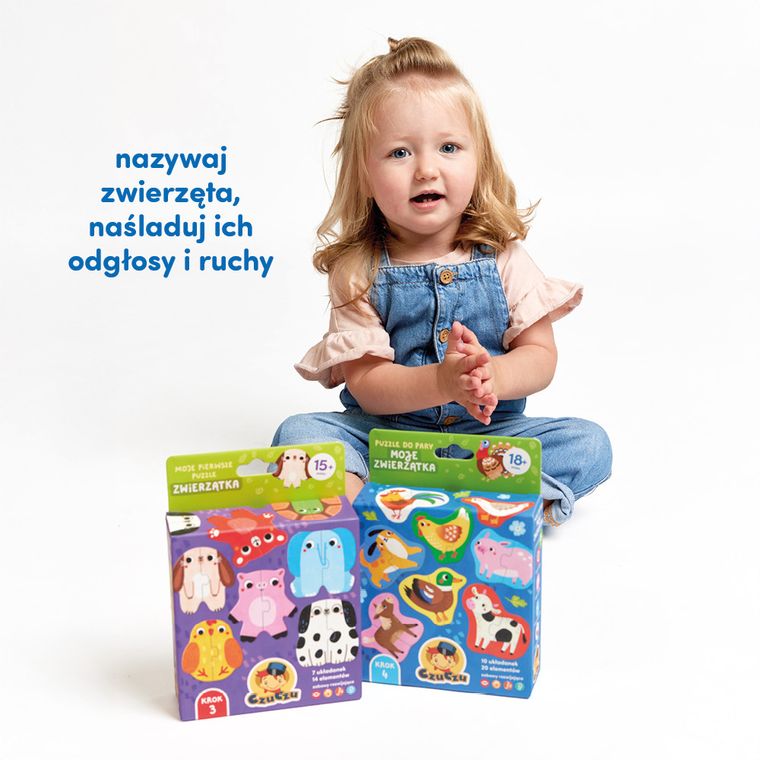 CzuCzu, puzzle do pary, Moje Zwierzątka, 2 elementy, 18m+