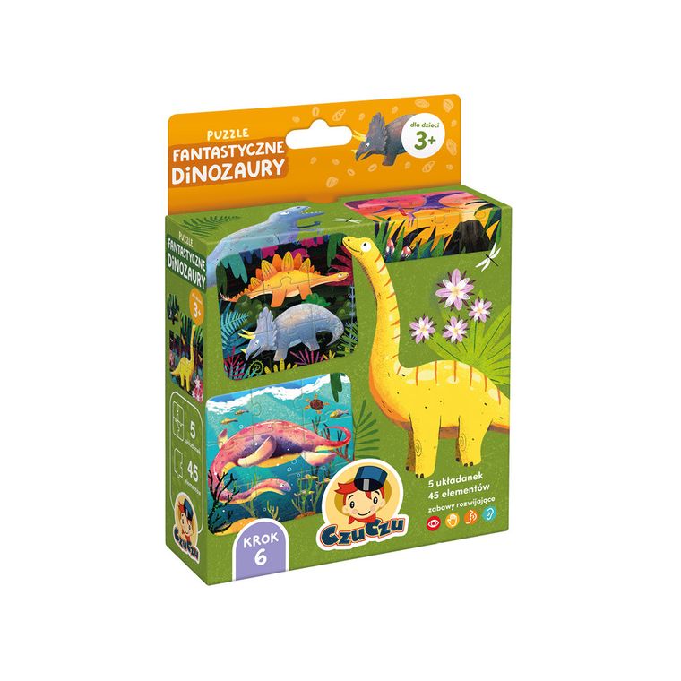 CzuCzu, Puzzle, Fantastyczne dinozaury, 3+, 5 x 9 el.