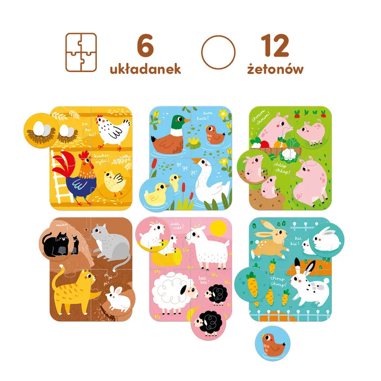 CzuCzu, Puzzle i gra, Zwierzęta małe i duże, 2+, 4 elementy