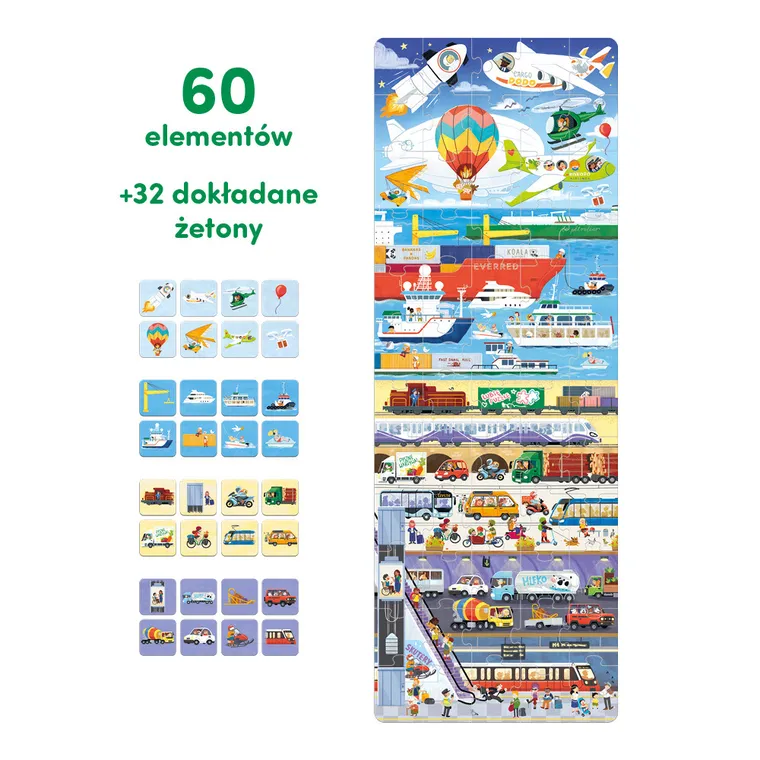 CzuCzu, Tak działa transport, puzzle, 60 elementów, gra, 4+