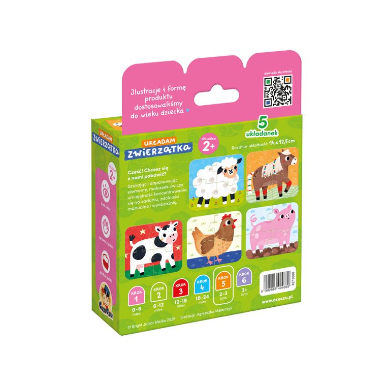 CzuCzu, Układam zwierzątka, puzzle, 4 elementy, 2+