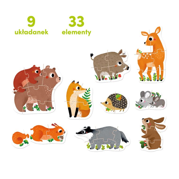 CzuCzu, Zwierzątka w lesie, puzzle progresywne, 2+