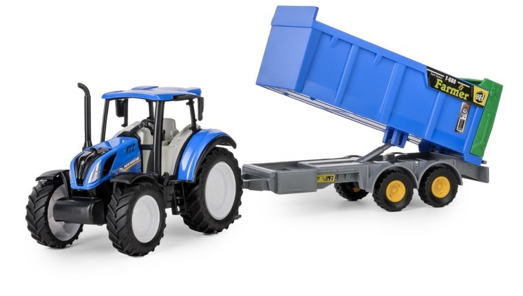Daffi, Mały Rolnik, New Holland T5, traktor z rozrzutnikiem obornika, 1:32