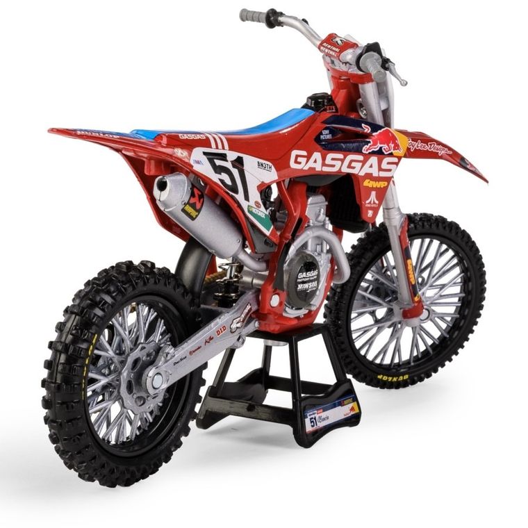 Daffi, Troylee Designs Red Bull Gasgas MC450F 2020 Factory Racing Team Bike Rider: Justin Barcia No.51, motocykl, model metalowy, 1:12