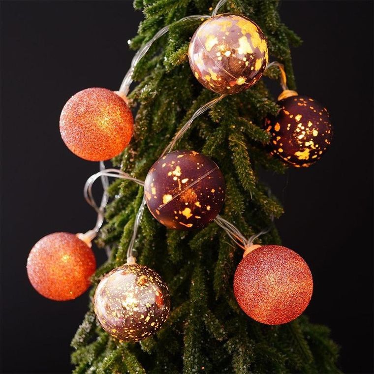 Decorative Lighting, lampki bombki choinkowe nietłukące, fioletowe, 10 led, 4 cm