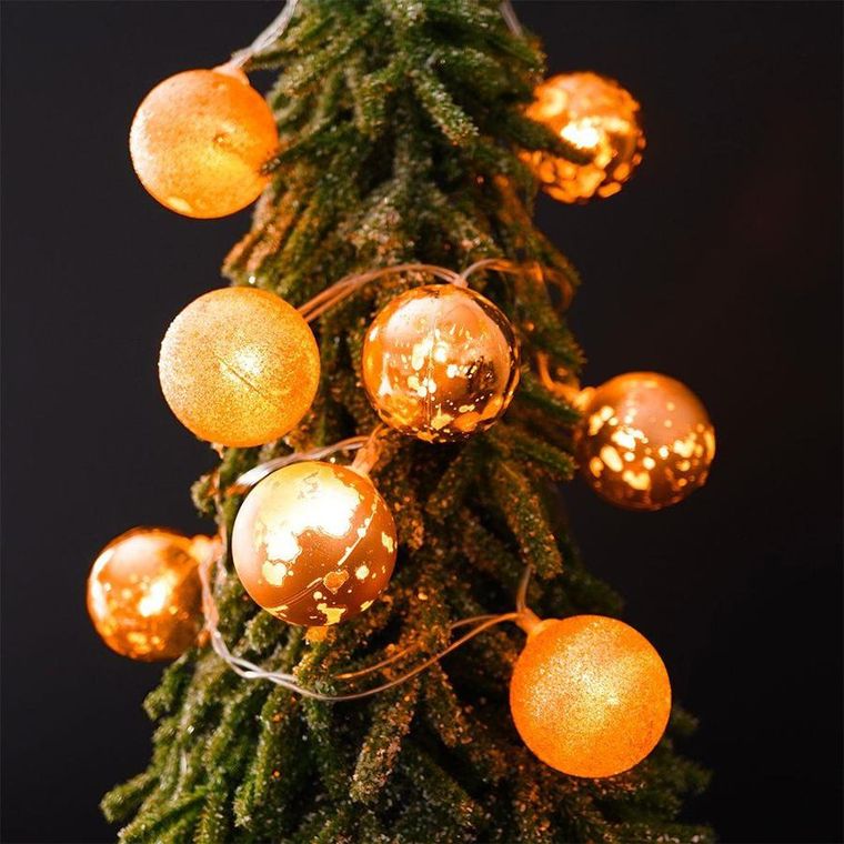 Decorative Lighting, lampki bombki choinkowe nietłukące, złote, 10 led, 4 cm