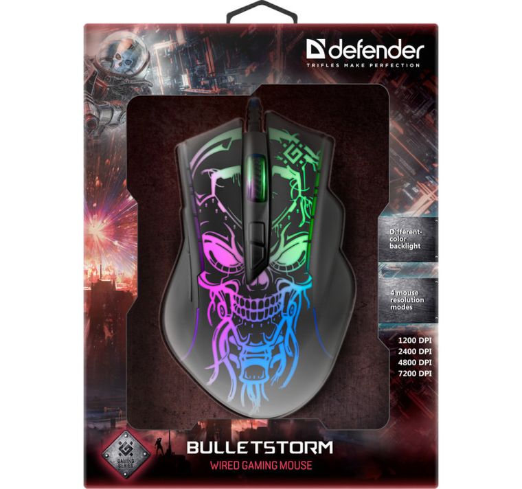 Defender, Bulletstorm, mysz przewodowa gamingowa, Gm-928 Optic 7200 Dpi 7p 52928