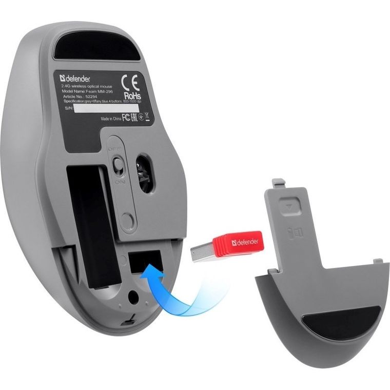 Defender, Feam, mysz bezprzewodowa, miętowa, MM-296 RF