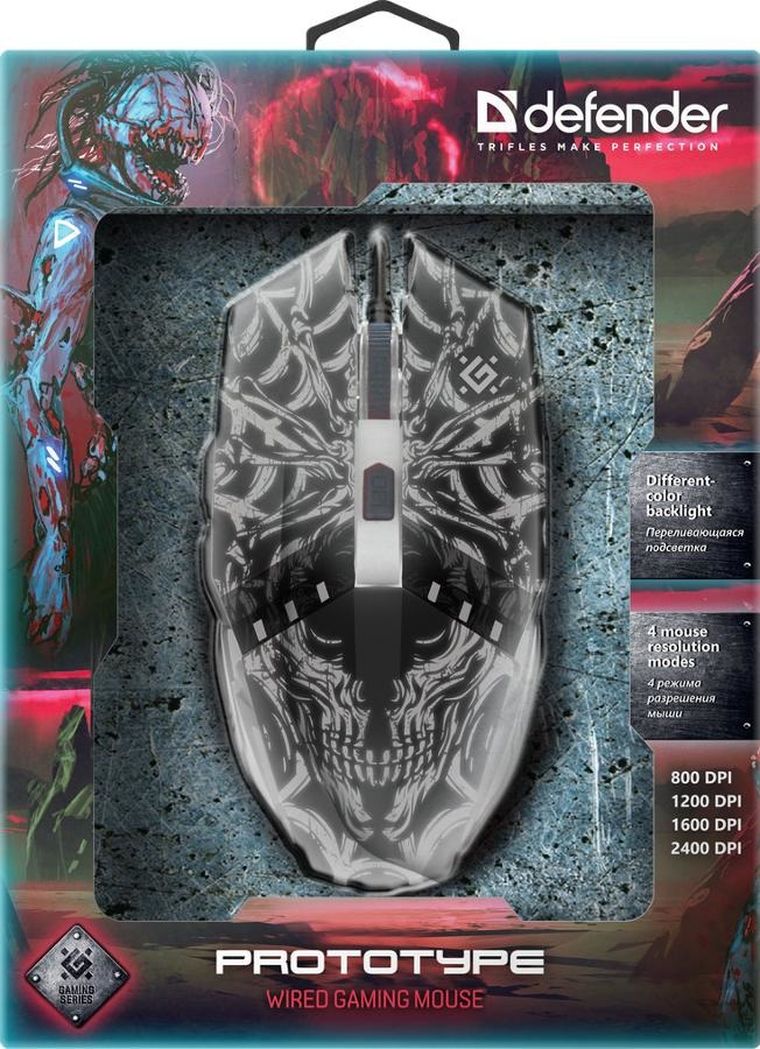 Defender, Prototype, mysz przewodowa, Gm-670l, Optic 800/1200/1600/2400 Dpi, 6p, 52670
