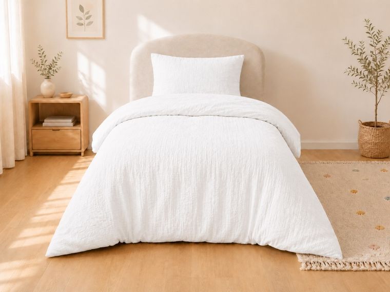 Detexpol, 2-częściowy komplet dwustronnej pościeli, muślin, biały, 100-135 cm