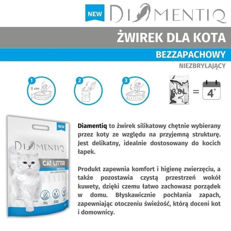 Diamentiq, żwirek neutral 30l+karton