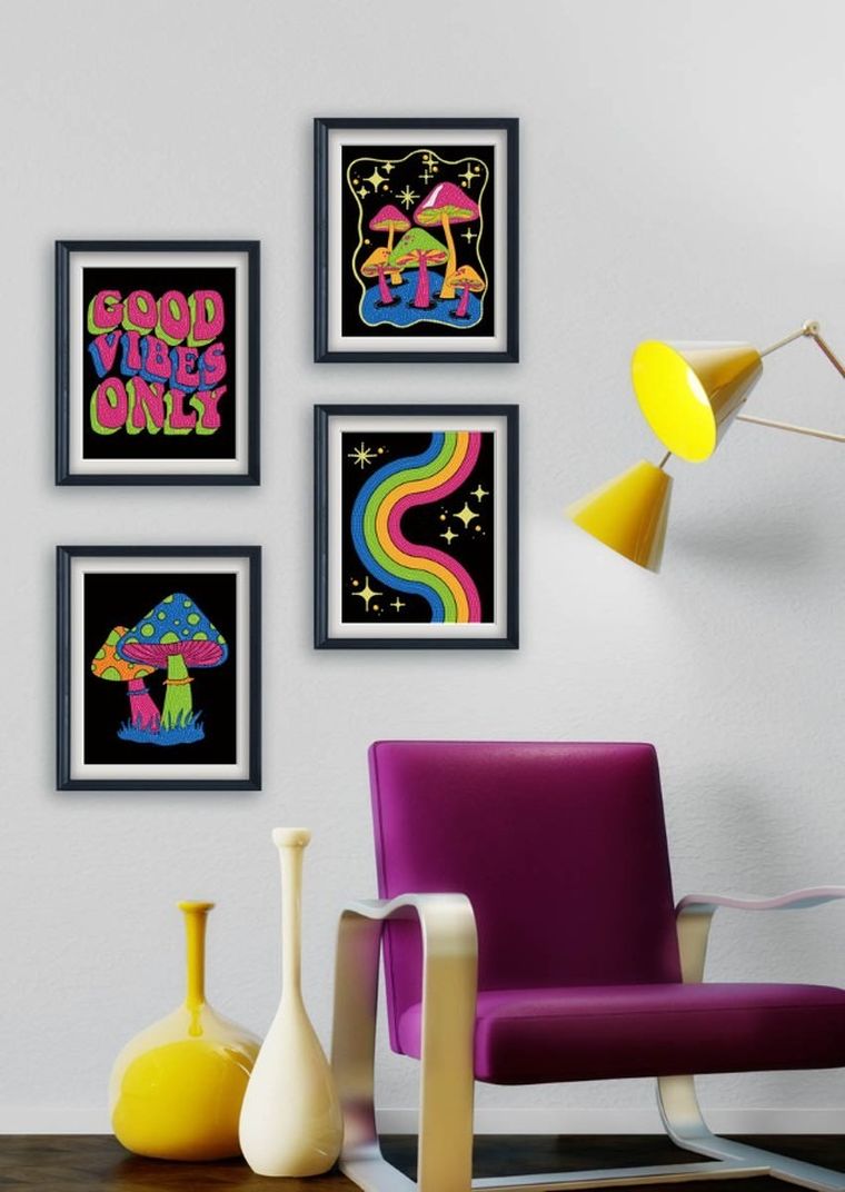 Diamond Dotz, diamentowa mozaika, flokowana, Neon Good vibes, 4 obrazki