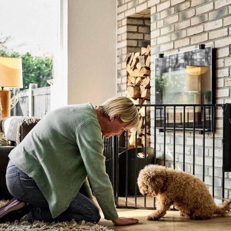 DogSpace, Max L, przykręcana bramka dla psa, czarna, 90-223 cm