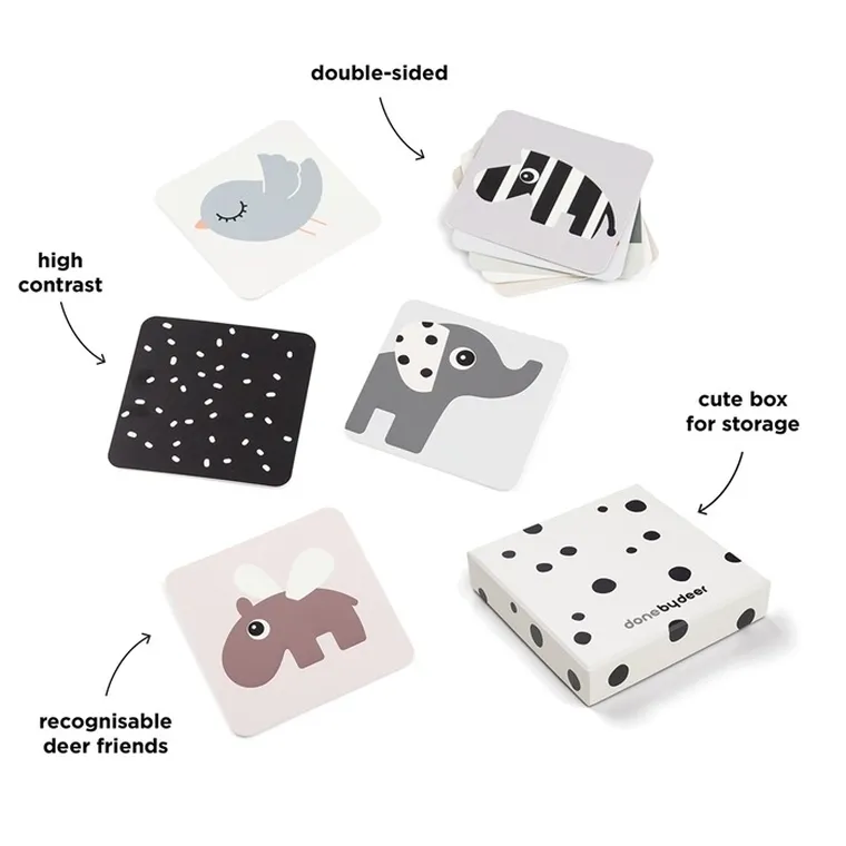 Done By Deer, Elphee, karty kontrastowe dla niemowlaka, 10 szt.