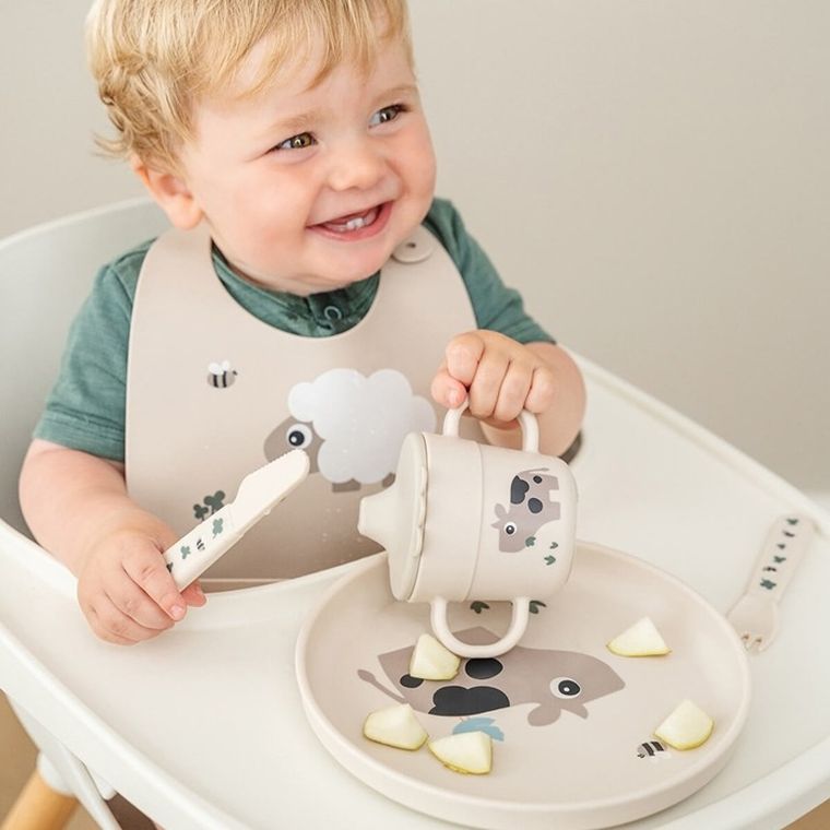 Done by Deer, Foodie, Tiny Farm, sztućce dla dziecka, sand