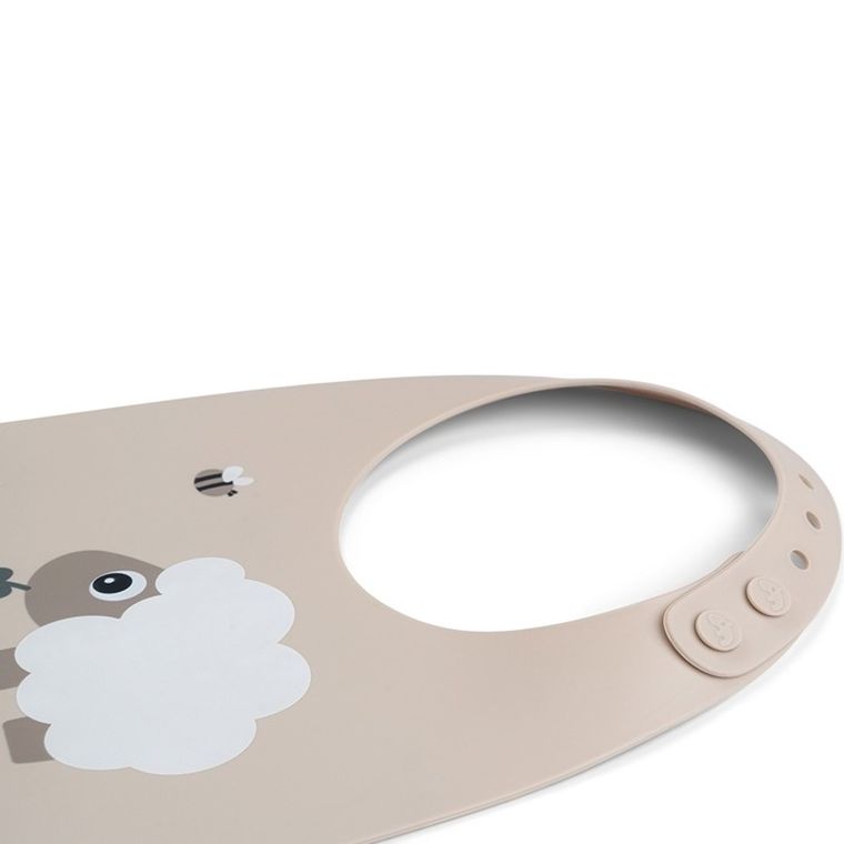 Done by Deer, Owieczka Sheepy, śliniak silikonowy z kieszonką, sand