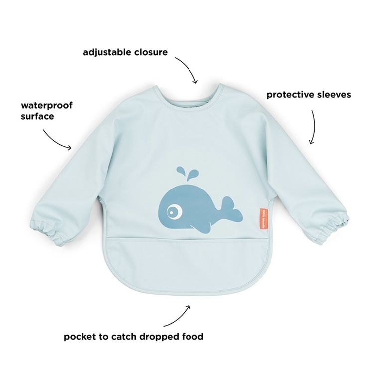 Done By Deer, Sea Wally, śliniak z rękawami, Blue