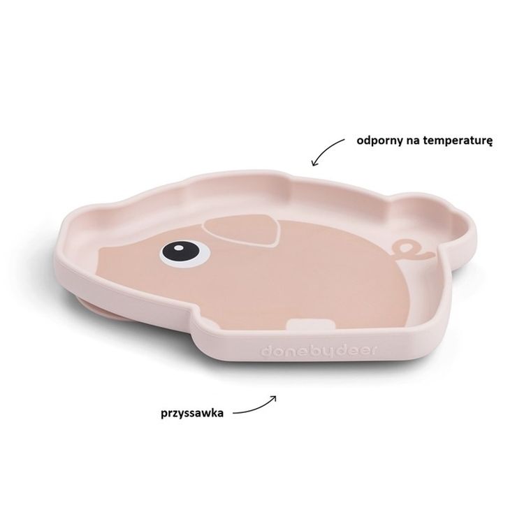 Done by Deer, Stick&Stay, Świnka Pigee, talerzyk z przyssawką, powder