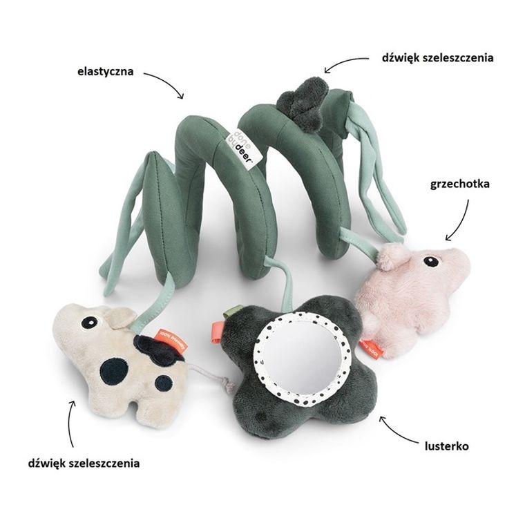 Done by Deer, Tiny Farm, spirala sensoryczna, zawieszka, green