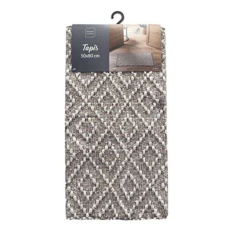 Douceur d'intérieur, dywanik bawełniany z wypukłym wzorem, Dorana, 50-80 cm