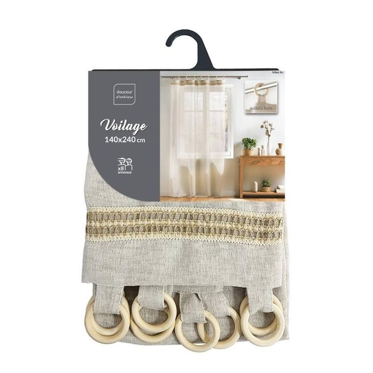 Douceur d'intérieur, firana na drewnianych kółkach, Mileo, 140-240 cm